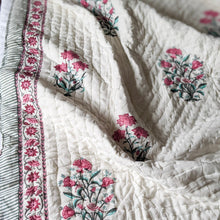 Load image into Gallery viewer, REVERSIBLE BLOCK PRINT QUILT - GORGEOUS PINK FLORAL
