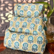 Load image into Gallery viewer, BRIGHT AND BOHO POUCH - PRETTY GREEN AND BLUE (SET OF 3)
