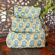 Load image into Gallery viewer, BRIGHT AND BOHO POUCH - PRETTY GREEN AND BLUE (SET OF 3)
