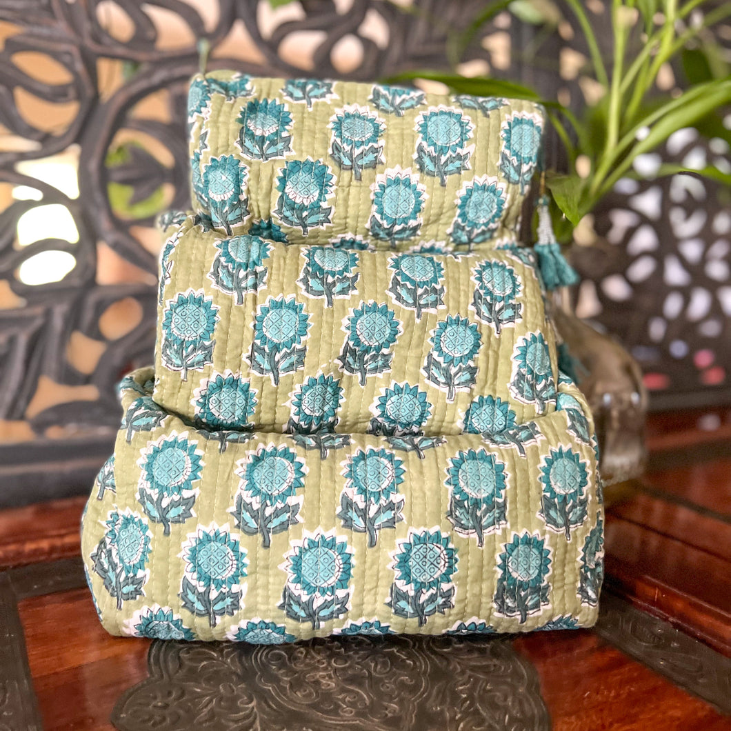 BRIGHT AND BOHO POUCH - PRETTY GREEN AND BLUE (SET OF 3)