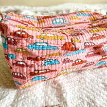 Load image into Gallery viewer, QUIRKY BOHO POUCH - PEACH CAR PRINT
