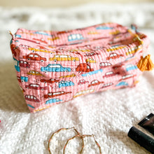 Load image into Gallery viewer, QUIRKY BOHO POUCH - PEACH CAR PRINT
