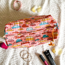 Load image into Gallery viewer, QUIRKY BOHO POUCH - PEACH CAR PRINT
