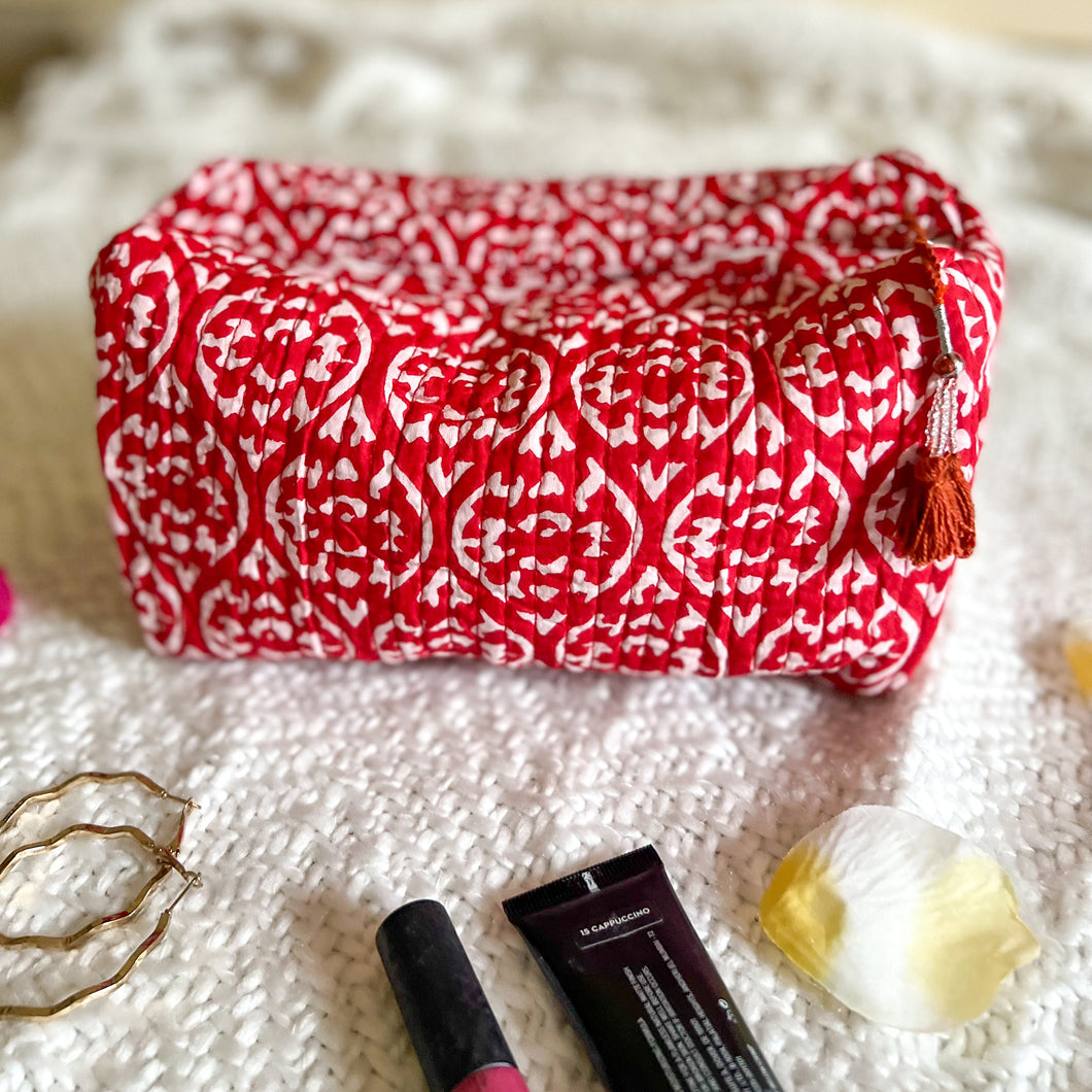 BRIGHT AND BOHO POUCH - THE ONE WITH RED TASSELS