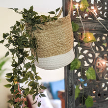 Load image into Gallery viewer, HANDWOVEN HANGING JUTE BASKET / PLANTER
