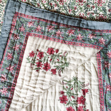 Load image into Gallery viewer, REVERSIBLE BLOCK PRINT QUILT - PRETTY ROSE GARDEN
