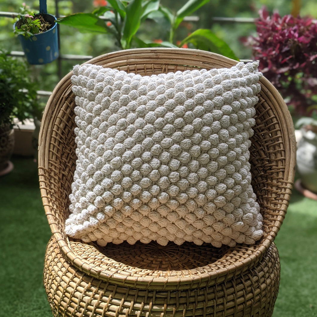 WHITE BOHO CROCHET CUSHION COVER