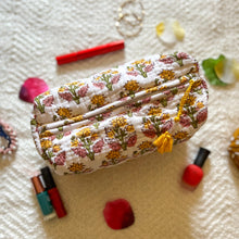 Load image into Gallery viewer, BRIGHT AND BOHO POUCH - YELLOW AND PINK FLORAL
